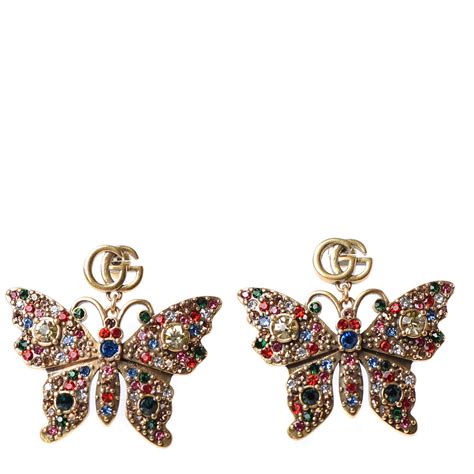 gucci earrings butterfly|Gucci crystal butterfly earrings.